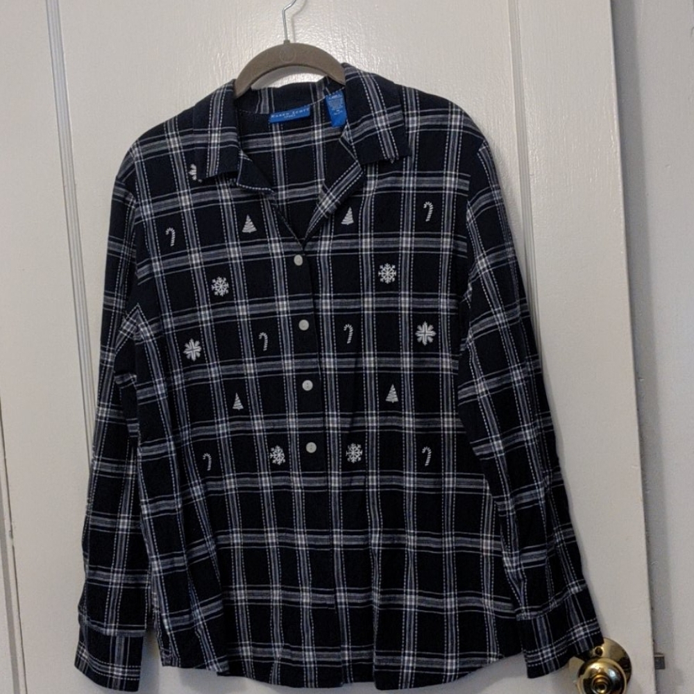 Holiday Christmas Karen scott button down top